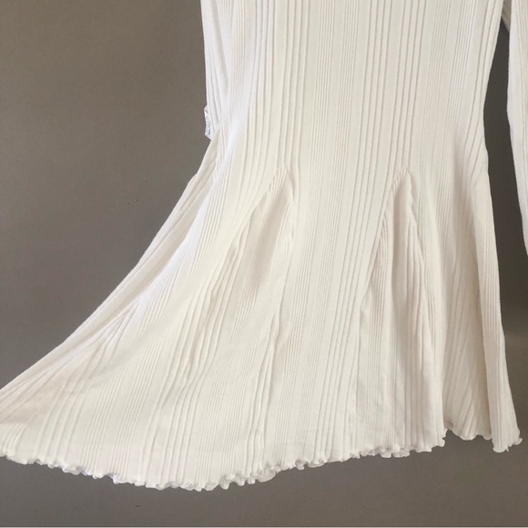 NWT. SO Ivory Cotton Knit Ribbed Mock Neck Skater Dress. Medium - Picture 4 of 8